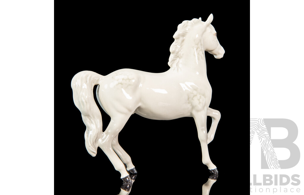 Prancing White Ceramic Stallion by Beswick, England