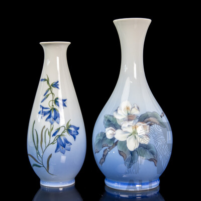 Good Unmatched Pair of Danish Royal Copenhagen Porcelain Vases