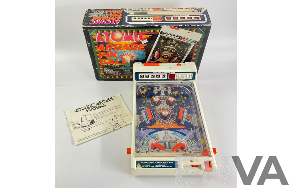 Vintage Tomy Atomic Arcade Pin Ball Machine with Original Box