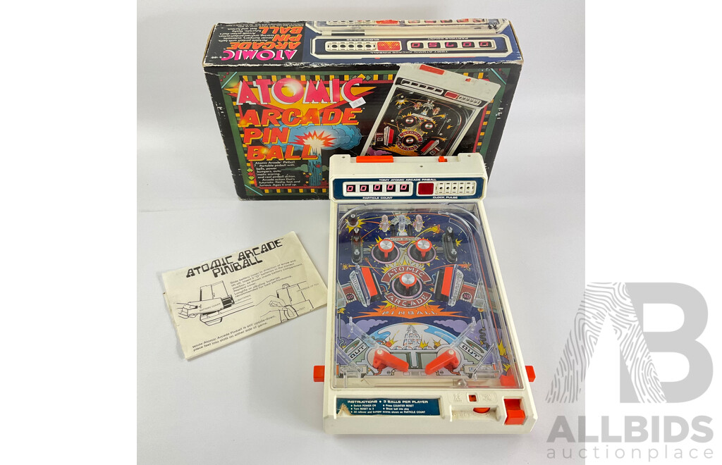 Vintage Tomy Atomic Arcade Pin Ball Machine with Original Box