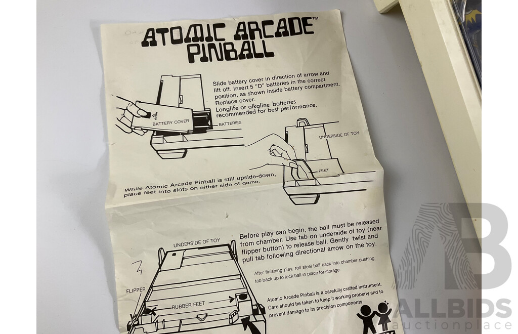 Vintage Tomy Atomic Arcade Pin Ball Machine with Original Box