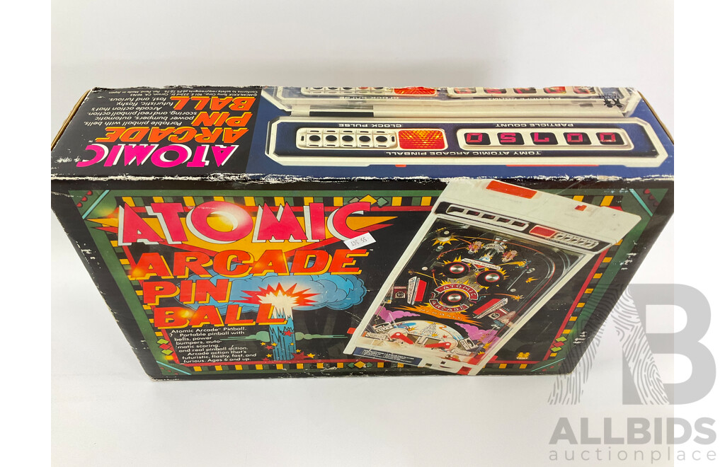 Vintage Tomy Atomic Arcade Pin Ball Machine with Original Box