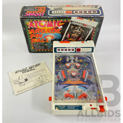 Vintage Tomy Atomic Arcade Pin Ball Machine with Original Box