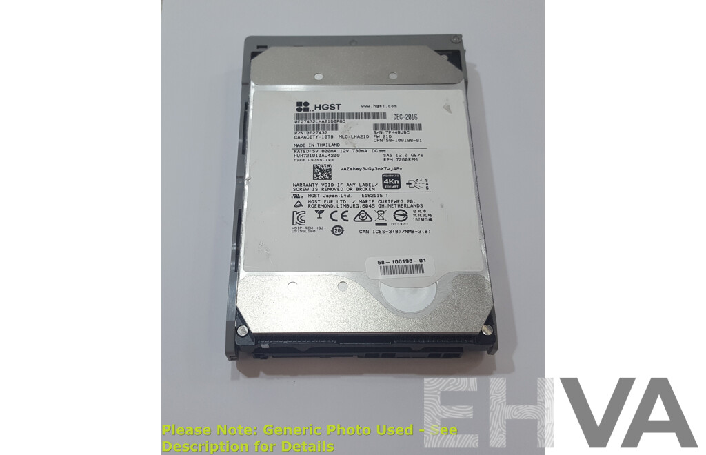 HGST (HUH721010AL4200) 10TB 7.2K SAS 3.5-Inch Hard Drive