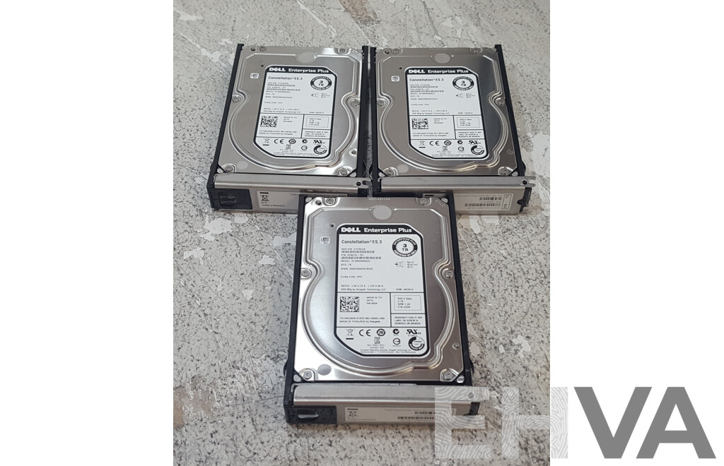Dell Enterprise Plus 3TB 7.2K SAS 3.5-Inch Hard Drives - Lot of Three