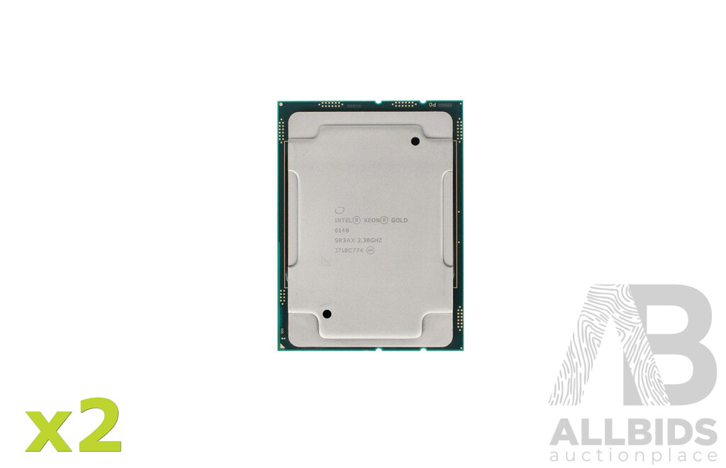 Intel Xeon GOLD (6140) 2.30GHz-3.70GHz 18-Core Server CPU - Lot of Two