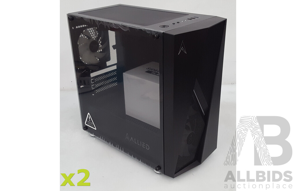 Allied Stinger (Black Edition) 6-Fan RGB Micro-ATX Case w/ A650 Power Supply *BRAND NEW - Lot of Two