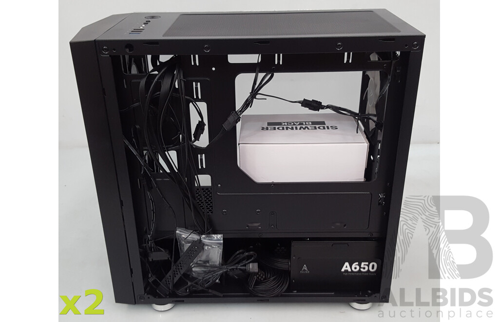 Allied Stinger (Black Edition) 6-Fan RGB Micro-ATX Case w/ A650 Power Supply *BRAND NEW - Lot of Two