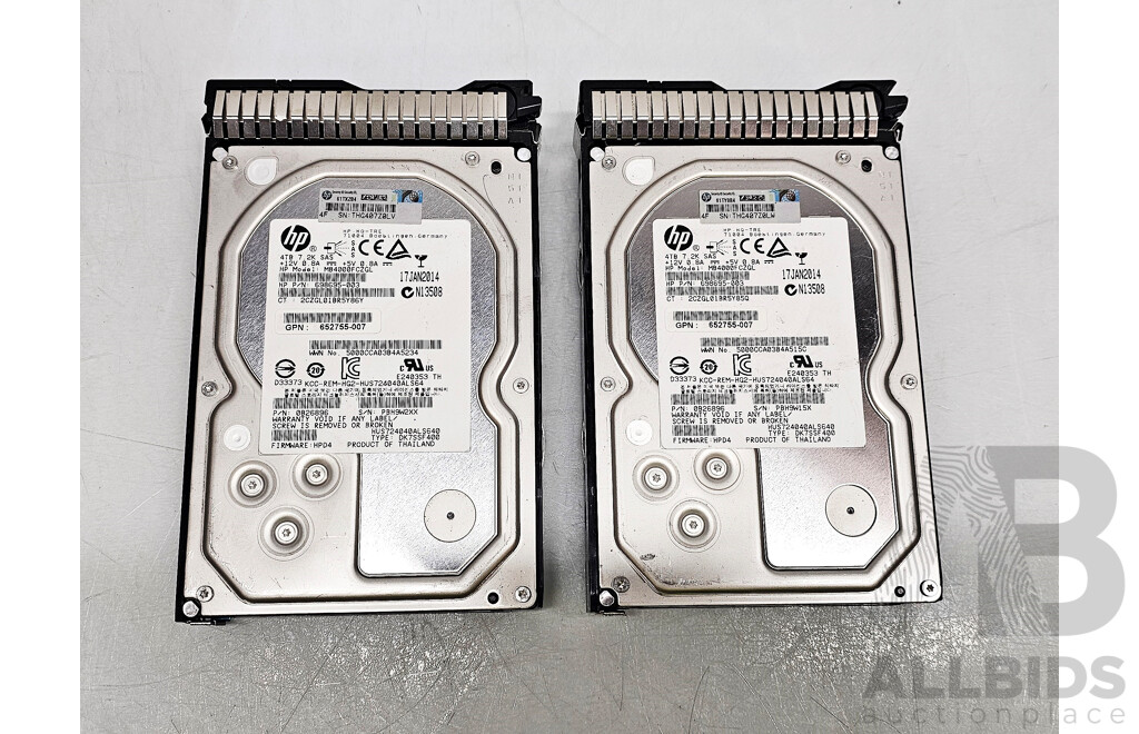 HPE (MB4000FCZGL) 4TB SAS 6Gbps 7.2K 3.5-Inch Hard Drive - Lot of Two