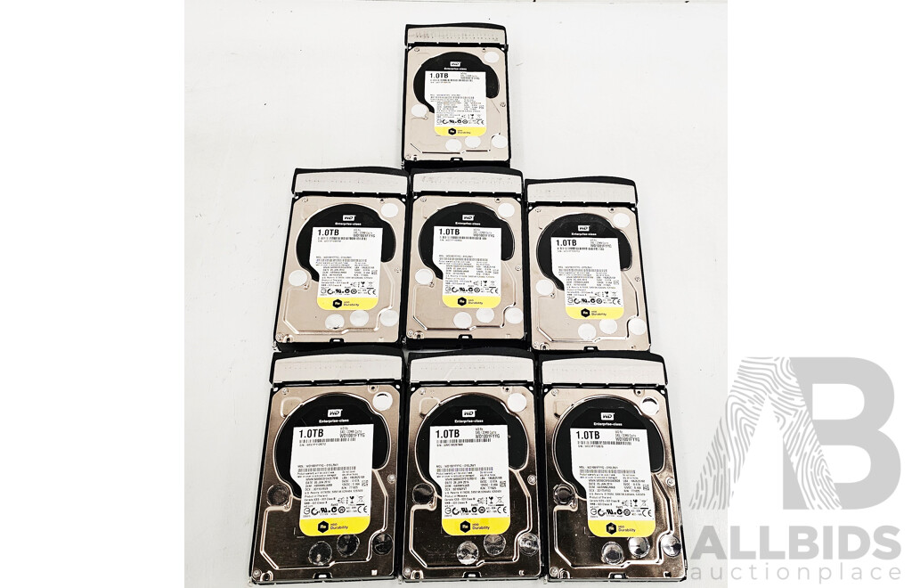 Western Digital (WD1001FYYG) 1TB SAS 6Gbps 7.2K 3.5-Inch Hard Drive - Lot of Seven
