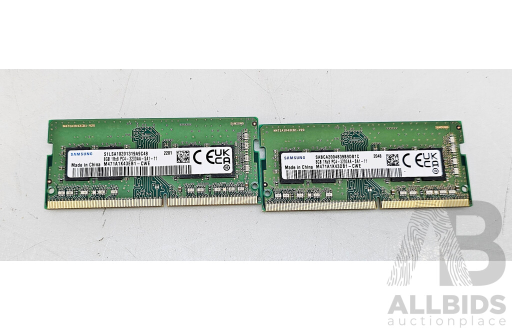 Samsung 8GB DDR4 3200AA SO-DIMM RAM - Lot of Two
