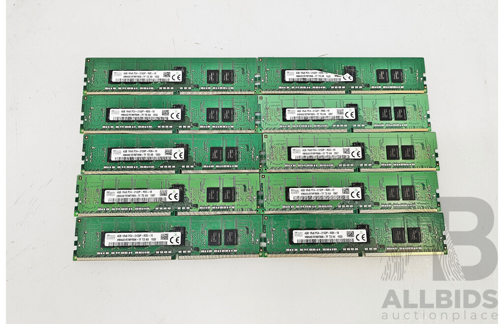 SK Hynix 4GB DDR4 RDIMM RAM - Lot of Ten
