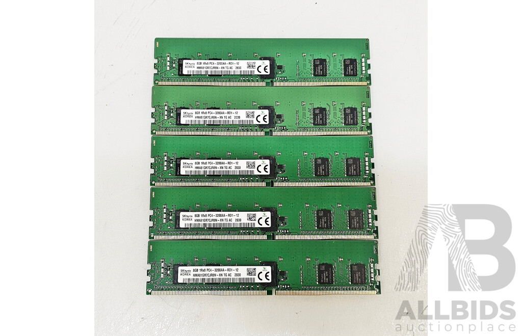 SK Hynix 8GB DDR4 3200AA RDIMM RAM - Lot of Five