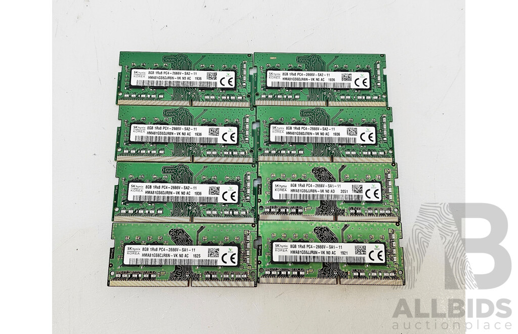 SK Hynix 8GB DDR4 2666V SO-DIMM RAM - Lot of Eight