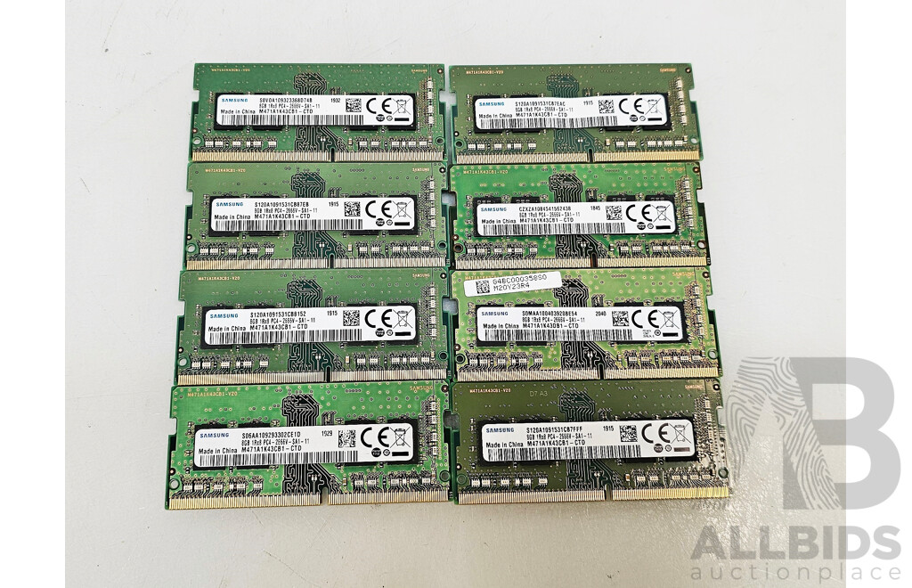 Samsung 8GB DDR4 2666V SO-DIMM RAM - Lot of Eight