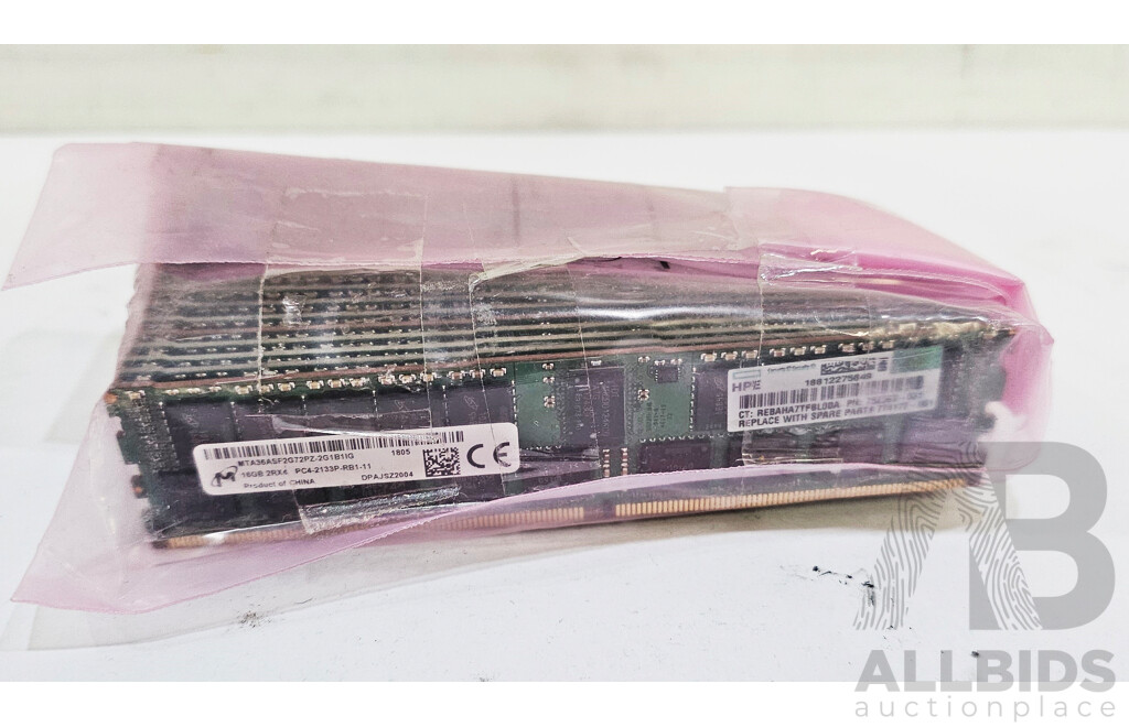 HP / Micron 16GB ECC DDR4 RDIMM RAM - Lot of 16