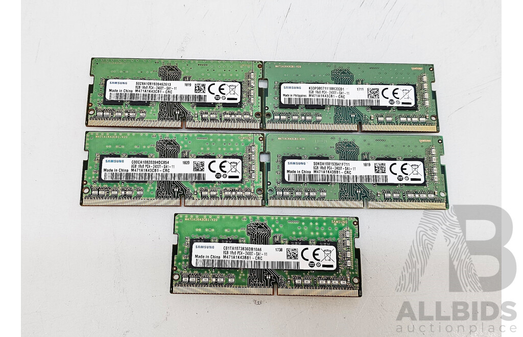 Samsung 8GB DDR4 2400T SO-DIMM RAM - Lot of Five