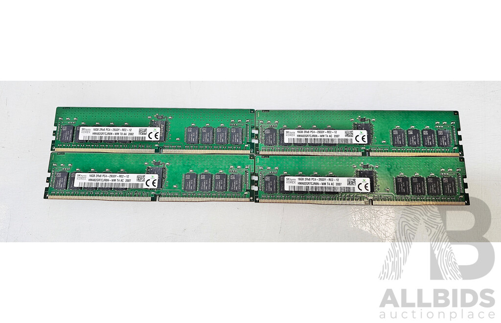 SK Hynix 16GB ECC DDR4 2933Y RDIMM RAM - Lot of Four