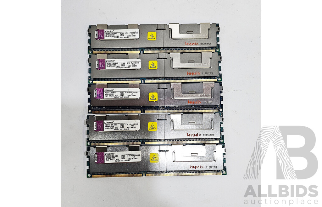 Kingston 16GB ECC DDR3 RDIMM RAM - Lot of Five