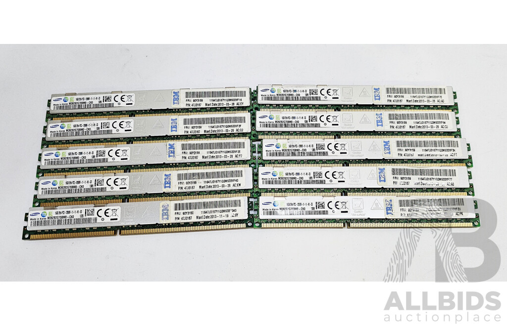 Samsung 16GB ECC DDR3 RDIMM RAM - Lot of Ten