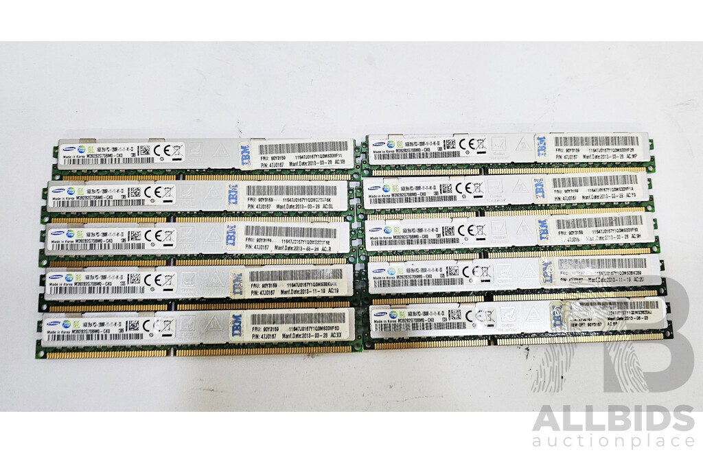 Samsung 16GB ECC DDR3 RDIMM RAM - Lot of Ten
