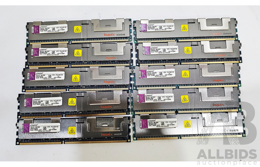 Kingston 16GB ECC DDR3 RDIMM RAM - Lot of Ten