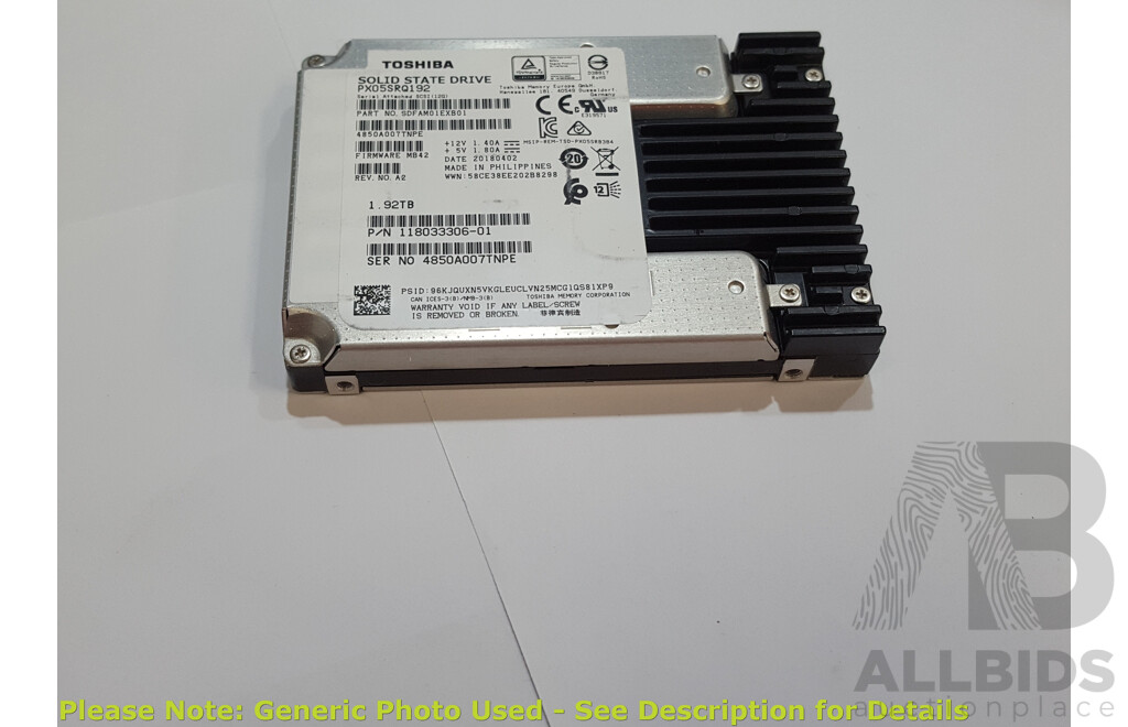 Toshiba (PX055RQ192) 1.92TB SAS 2.5-Inch Solid State Drive