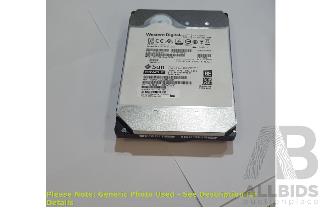Western Digital (WUH721414AL5200) 14TB 7.2K SAS 12Gbps 3.5-Inch Hard Drive