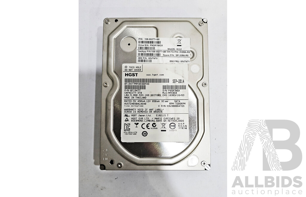 HGST (0F19477) 3TB SAS 6Gbps 3.5-Inch Hard Drive - Lot of Two