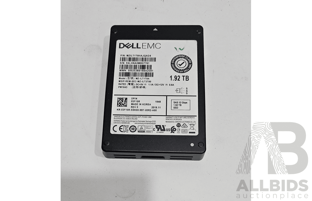 Dell (MZILT1T9HAJQAD4) 1.92TB SAS 12Gbps 2.5-Inch Solid State Drive