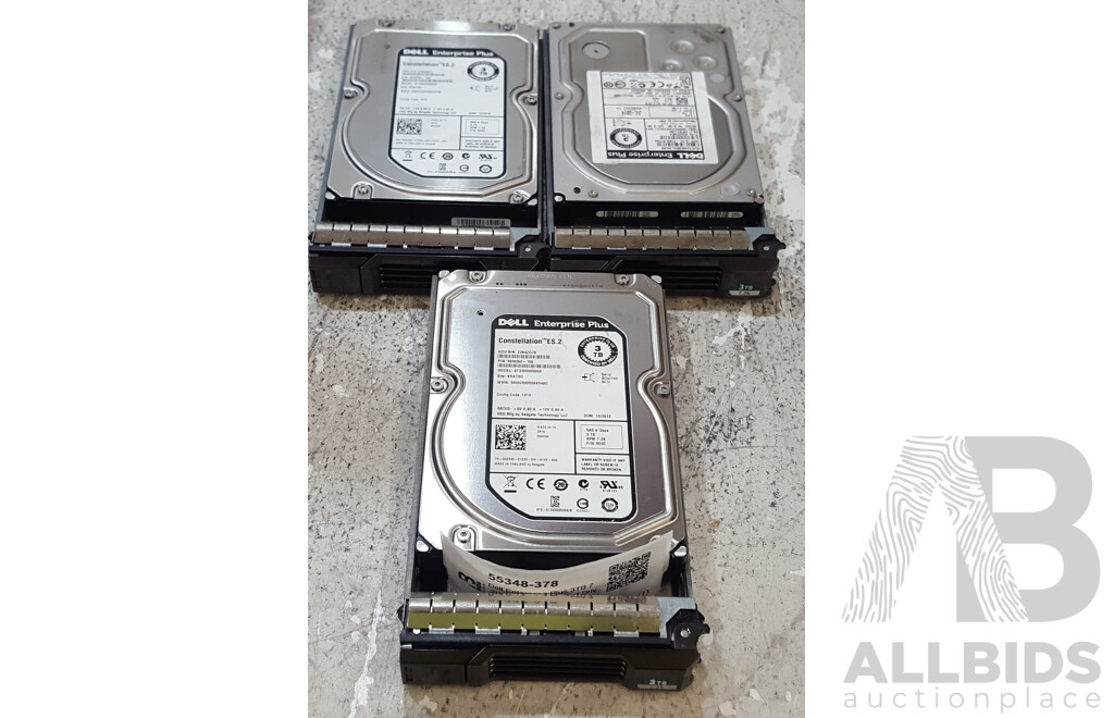 Dell Enterprise Plus 3TB 7.2K SAS 3.5-Inch Hard Drives - Lot of Three