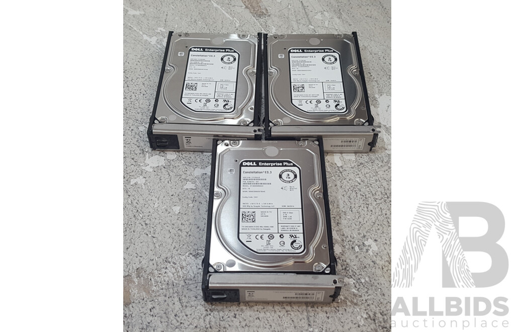 Dell Enterprise Plus 3TB 7.2K SAS 3.5-Inch Hard Drives - Lot of Three