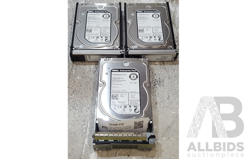 1661844 · Dell Enterprise Plus 3TB 7.2K SAS 3.5-Inch Hard Drives - Lot of Three