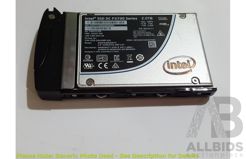 Intel (SSDPE2MD020T4) DC P3700 Series 2.0TB NVMe/PCIe 2.5-Inch Solid State Drive
