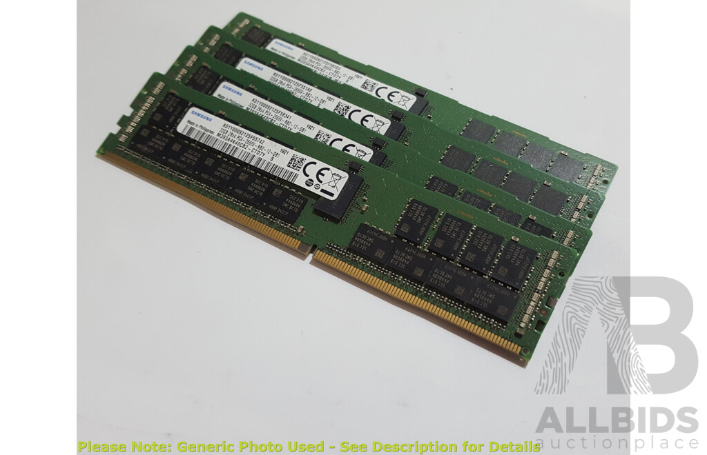 1661835 · Samsung 32GB ECC DDR4 2666V RDIMM RAM - Lot of Four