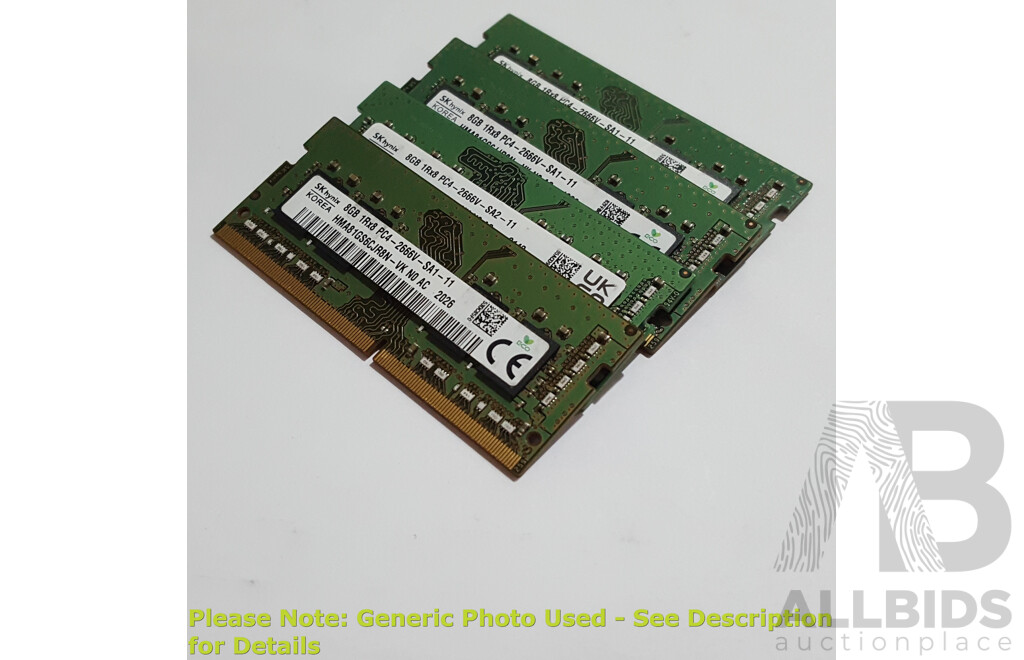 SK Hynix 8GB DDR4 2666V Laptop RAM - Lot of Four