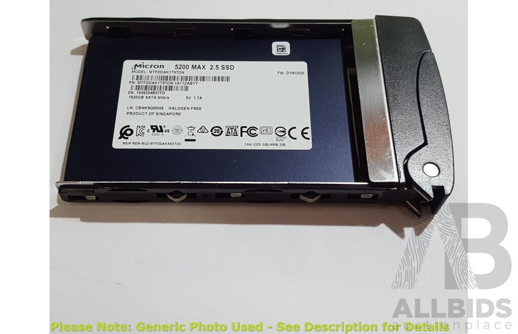 Micron (MTFDDAK1T9TDN) 5200 MAX 1.92TB SATA 6Gbps 2.5-Inch Solid State Drive