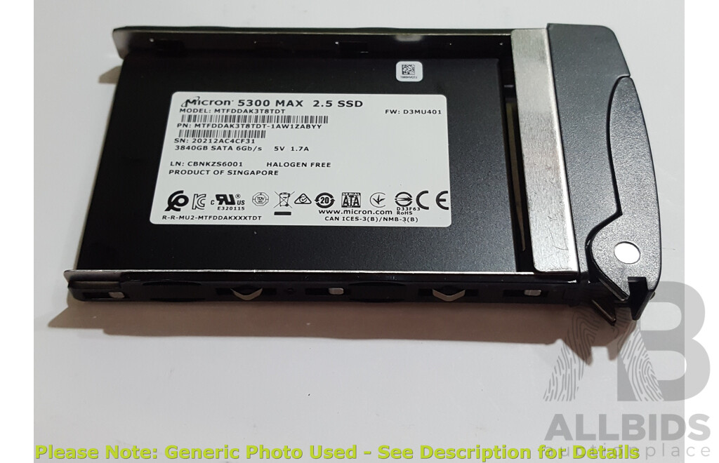 1660719 · Micron (MTFDDAK3T8TDT) 5300 MAX 3.84TB SATA 6Gbps 2.5-Inch Solid State Drive
