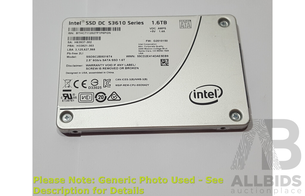 1662826 · Intel (SSDSC2BX016T4) SSD DC S3610 Series 1.60TB SATA 6Gbps 2.5-Inch Solid State Drive