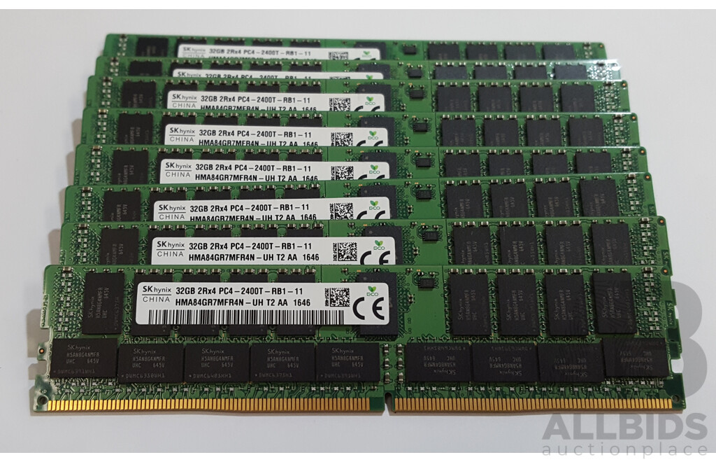 1664041 · SK Hynix 32GB ECC DDR4 2400T RDIMM RAM - Lot of Eight