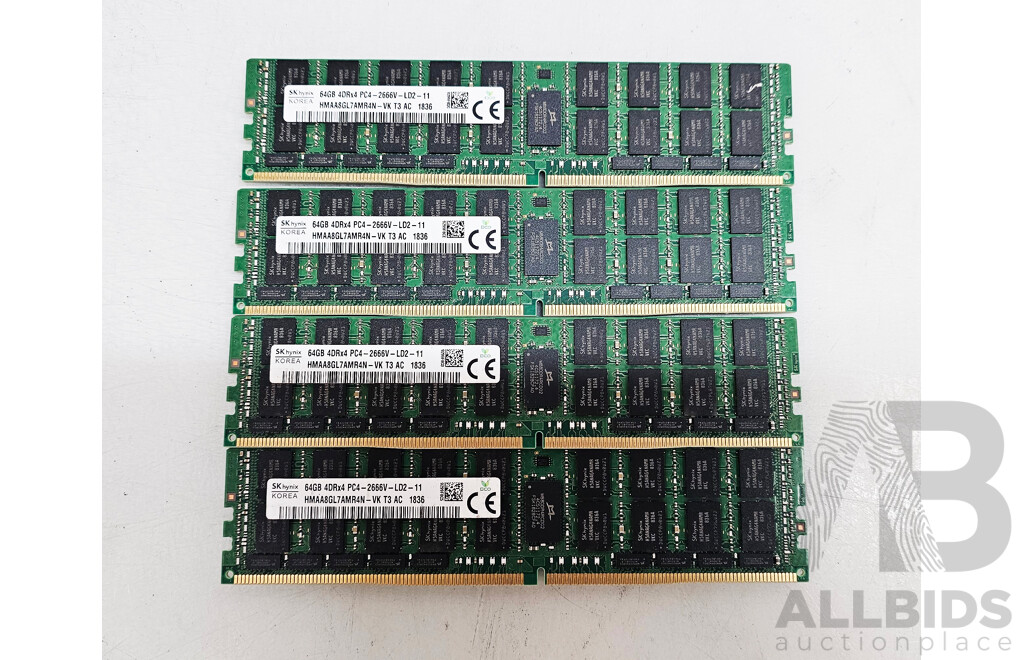 SK Hynix 64GB ECC DDR4 2666V RDIMM RAM - Lot of Four