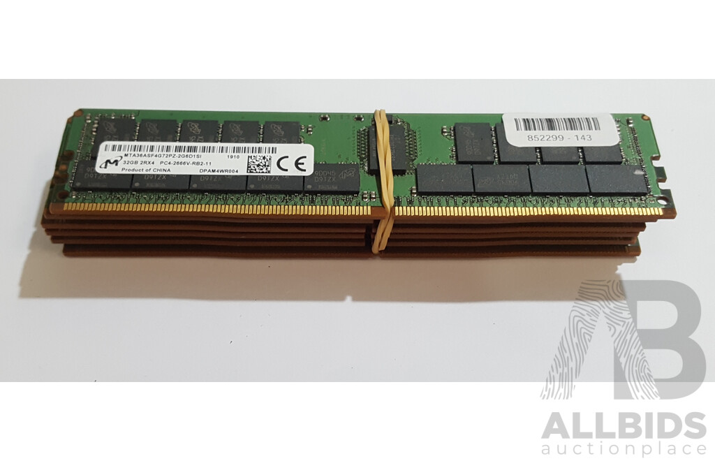 Micron 32GB ECC DDR4 2666V RDIMM RAM - Lot of Six