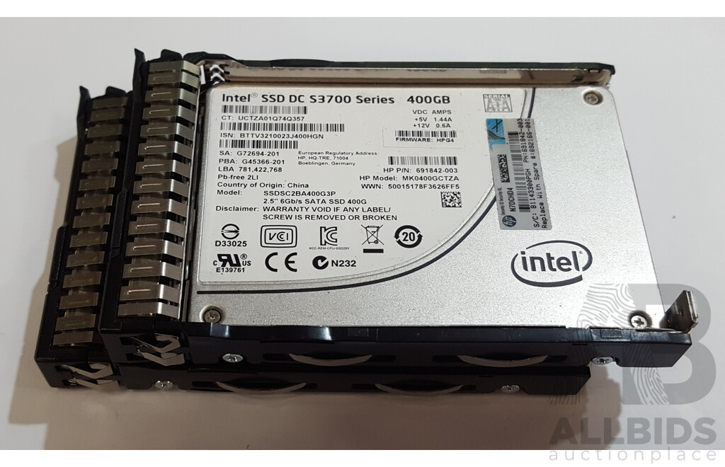 1664037 · Intel (SSDSC2BA400G3P) SSD DC S3700 Series 400GB SATA 6Gbps 2.5-Inch Solid State Drive - Lot of Two