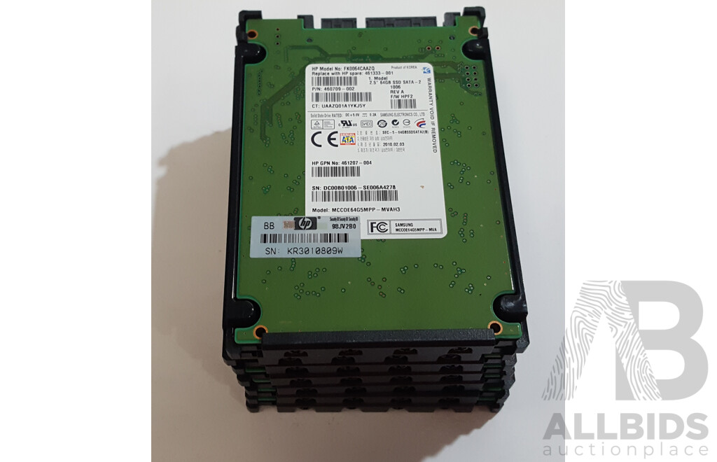 HP (FK0064CAAZQ) 64GB SATA 2.5-Inch Solid State Drive - Lot of Seven