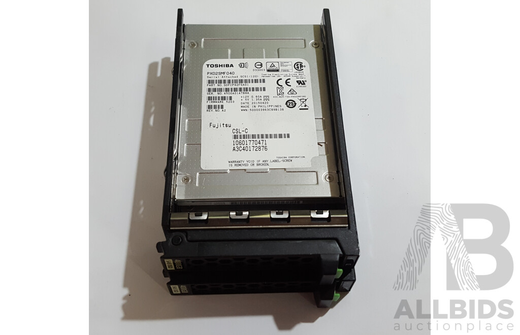 Toshiba (PX02SMF040) 400GB SAS 12Gbps 2.5-Inch Solid State Drive - Lot of Two