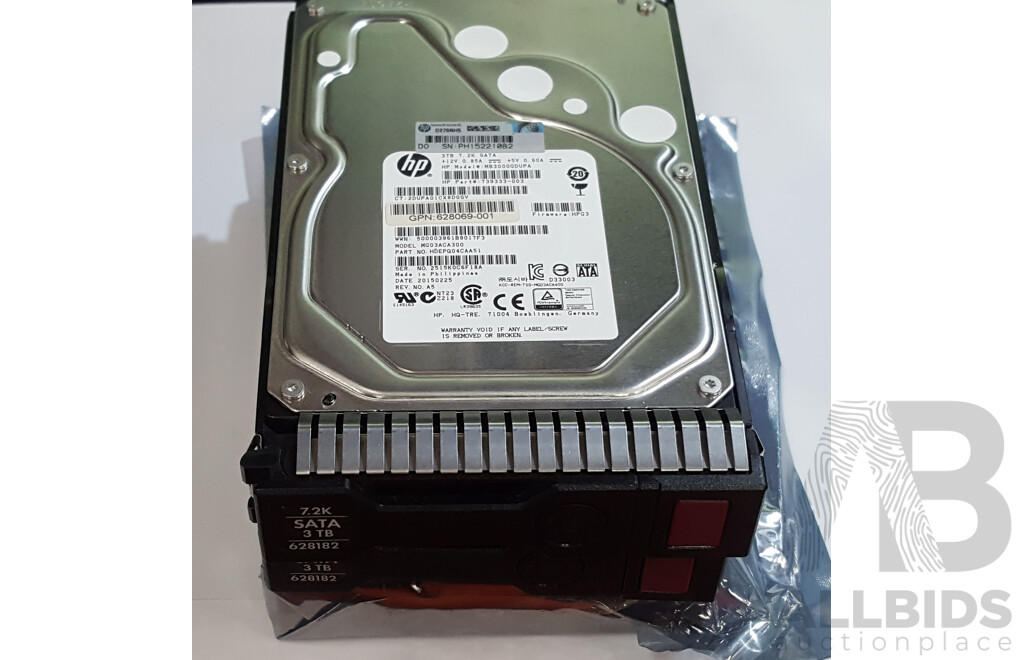 HP (MB3000GDUPA) 3TB SATA 6Gbps 7.2K 3.5-Inch Hard Drive - Lot of Three