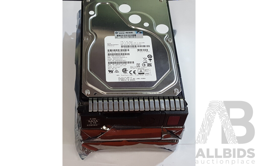 HP (MB3000GDUPA) 3TB SATA 6Gbps 7.2K 3.5-Inch Hard Drive - Lot of Three