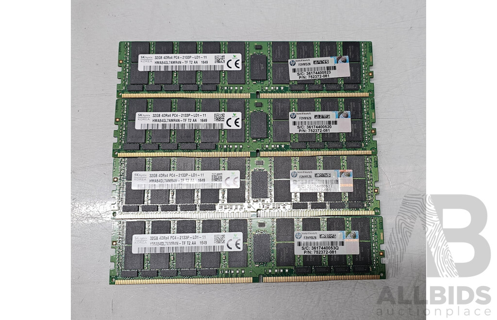 SK Hynix 32GB ECC DDR4 2133P RDIMM RAM - Lot of Four