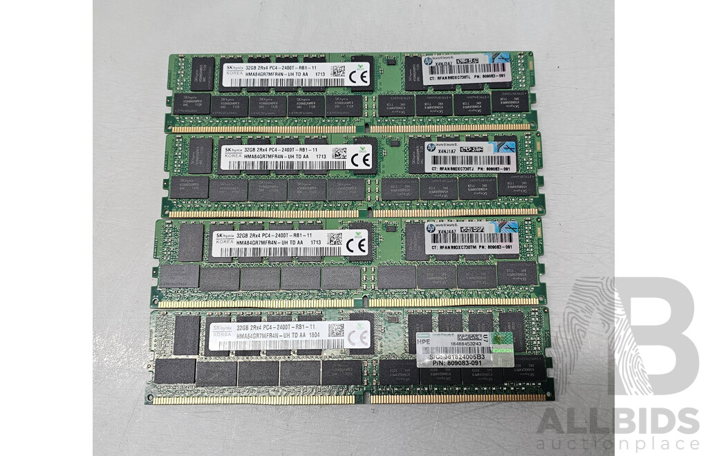 SK Hynix 32GB ECC DDR4 2400T RDIMM RAM - Lot of Four