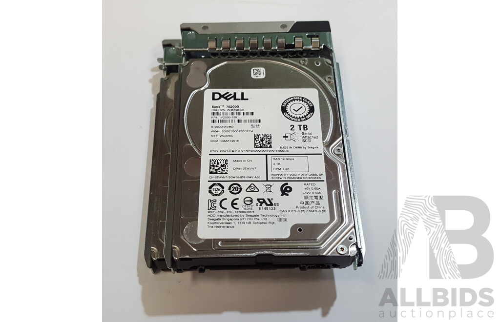 Dell (ST2000NX0463) 2TB SAS 12Gbps 7.2K 2.5-Inch Hard Drive - Lot of Two
